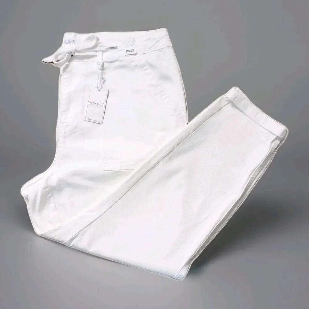 Judy Blue Little White Lies HW Double Cuff Stretch Denim Jogger Women's Size 20W